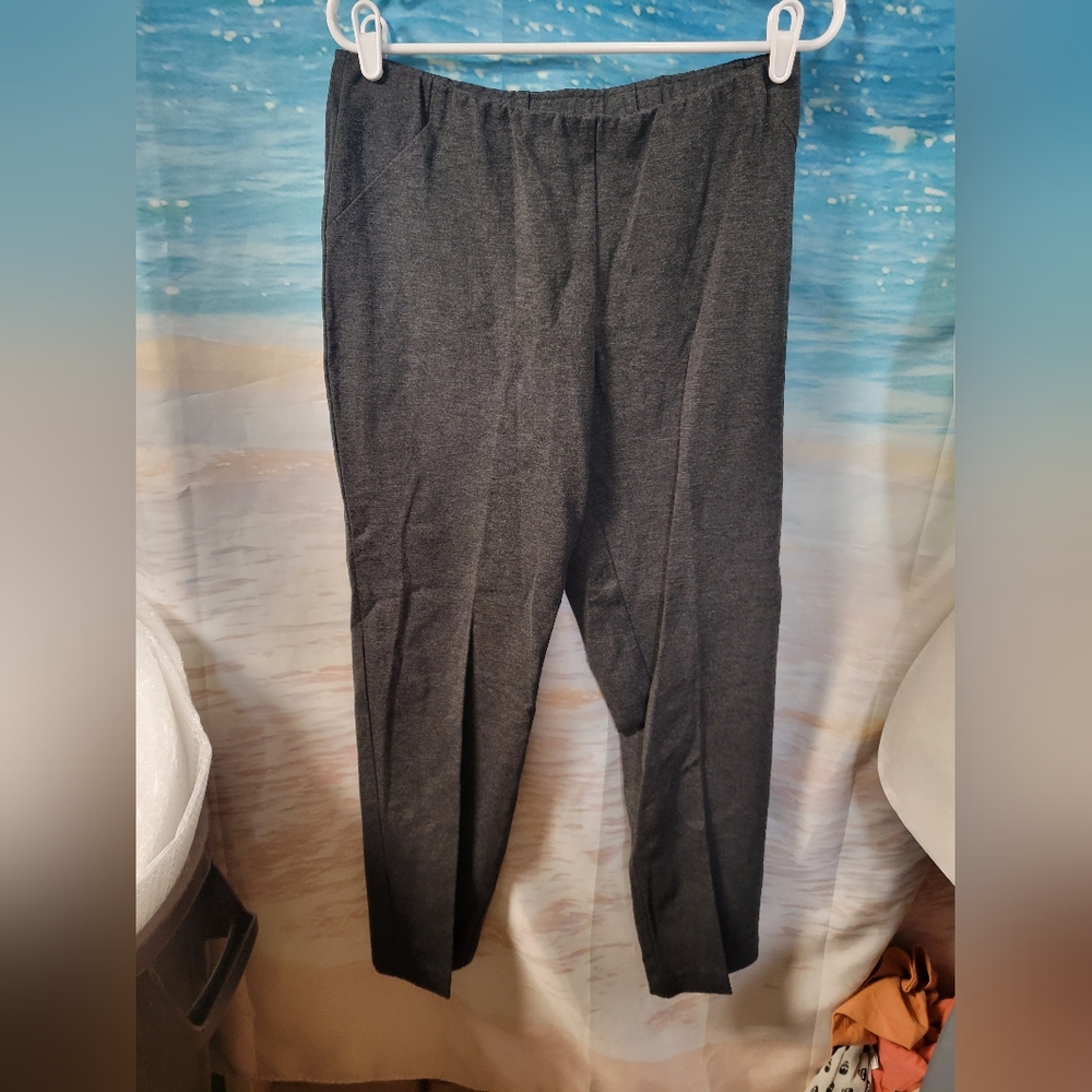 J. JILL Black Dress Trouser Ponte Slim Leg Elastic Waist Size Medium
